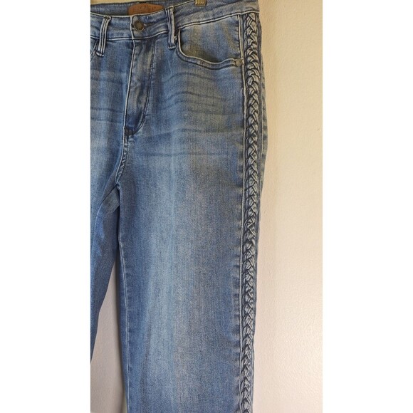 JUDY BLUE Braid Side Detail Wide Leg Crop Denim Jeans Sz 11/30 Casual Western - Picture 9 of 12